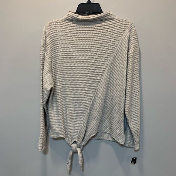 NWT zac & rachel boho top Sweater gray mock neck front tie size XL - Picture 4 of 11